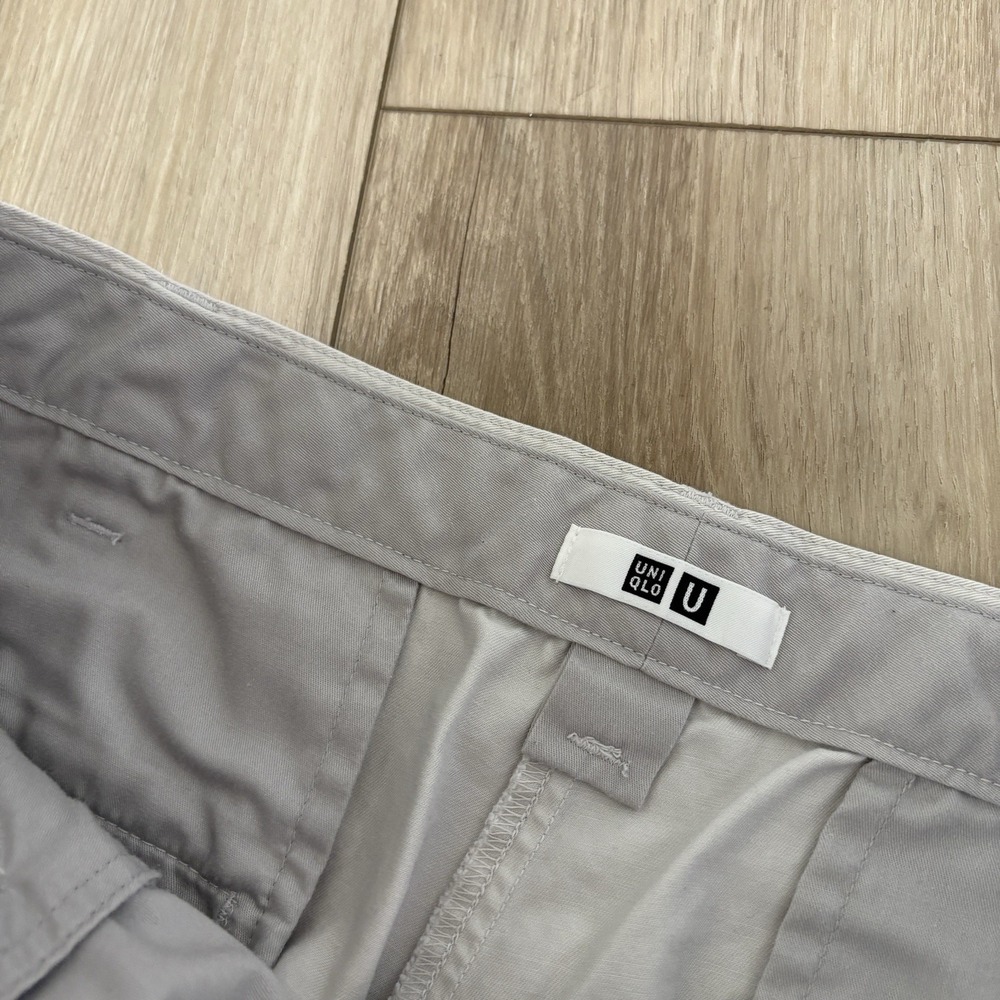 Uniqlo Mens 32 x 26 Cropped Pleated Straight Leg Pants Lightweight - Picture 7 of 10